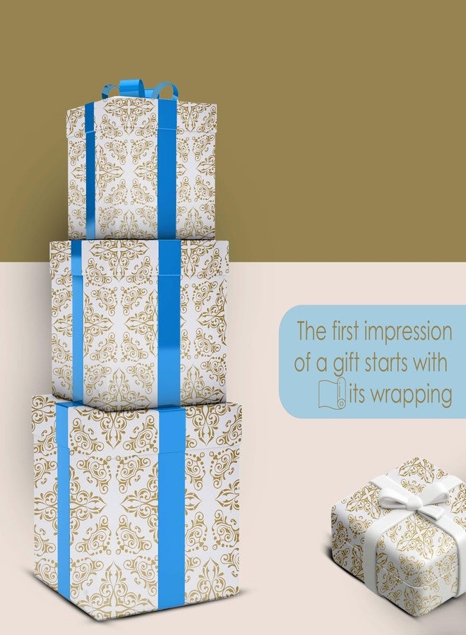 KOSY ورق تغليف هدايا KOSY، ورق كرافت صديق للبيئة وقابل لإعادة التدوير، بتصميم فاخر مطبوع بالذهبي، سهل الطي والقص، مقاس كبير 70 × 50 سم، عبوة من 5 أوراق - Image 4